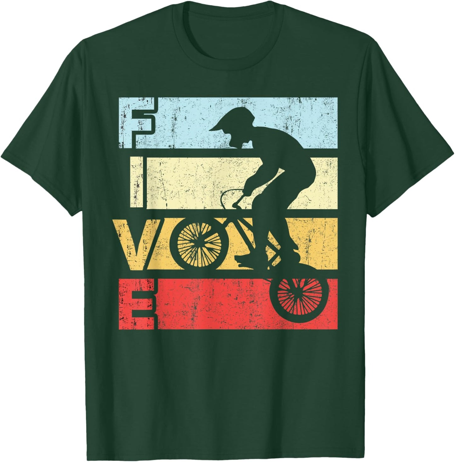 5 Year Old BMX Birthday Party Vintage Dirt Biking 5th Bike T-Shirt - T-Shirt | Forest