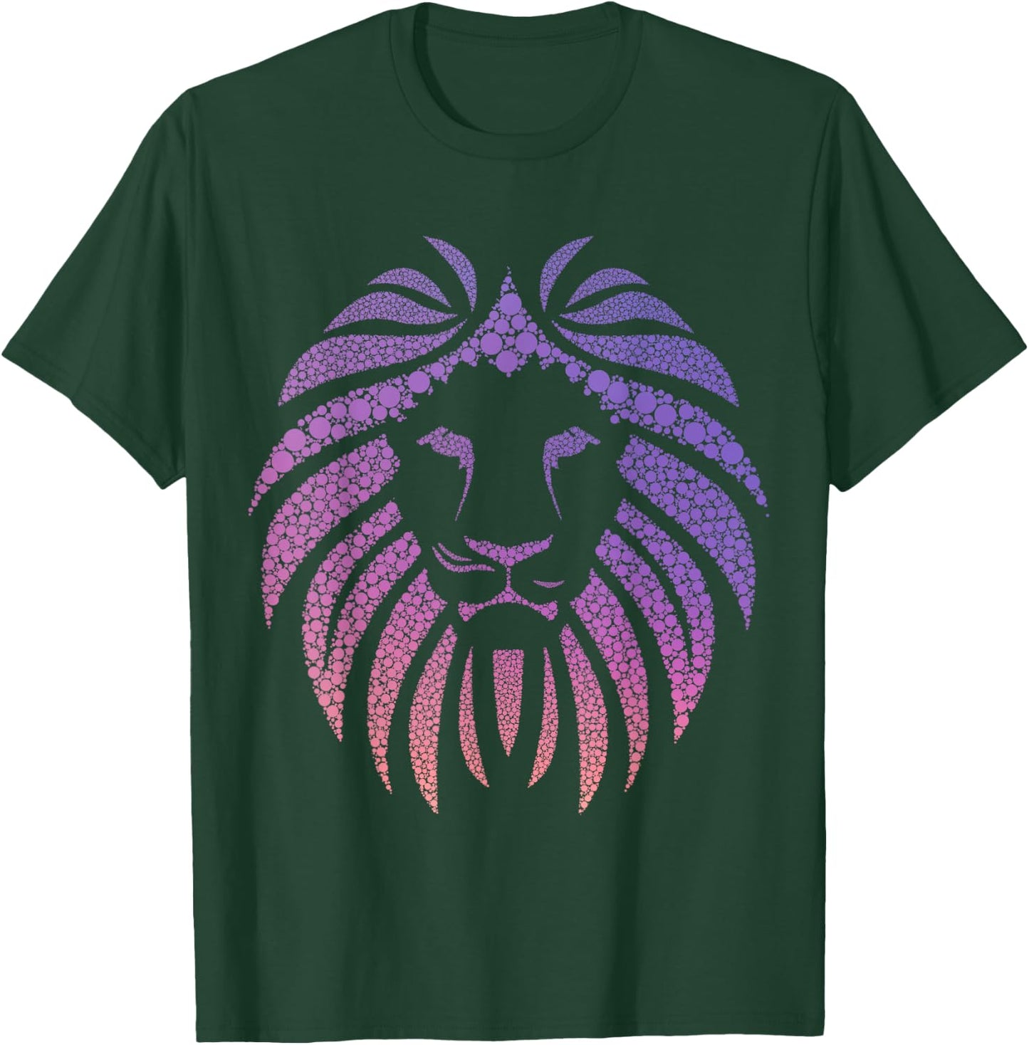 Lion Face Head Mane Gradient Pink and Purple Cat T-Shirt - T-Shirt | Forest