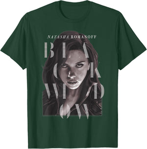 Marvel Black Widow Natasha Romanoff Letter Portrait T-Shirt - T-Shirt | Forest