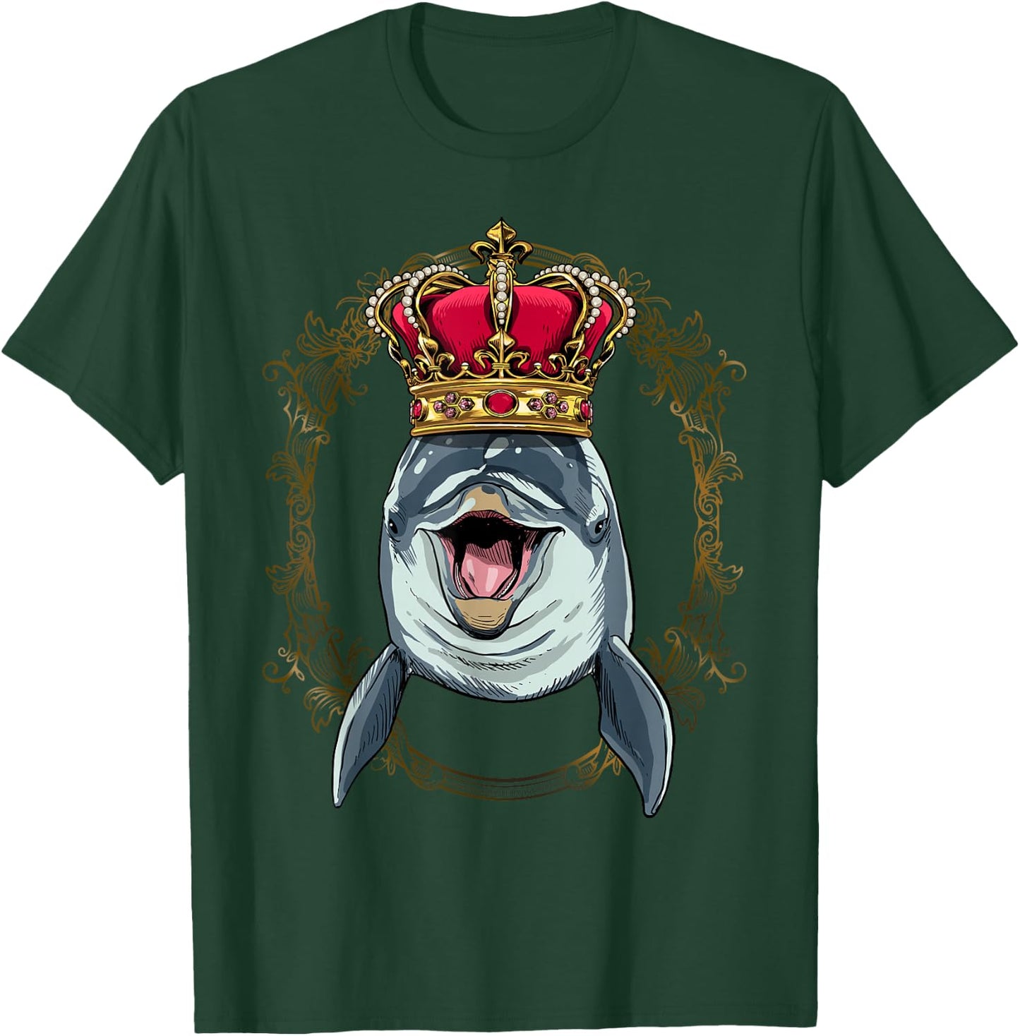 King Dolphin Wearing Crown - Queen Dolphin Animal T-Shirt - T-Shirt | Forest
