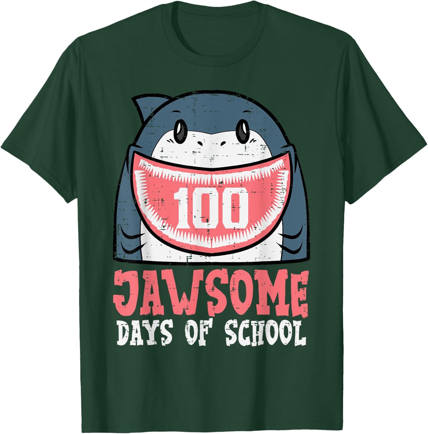 100 Jawsome Days Of School Shark 100th Day Boys Girls Kids T-Shirt - T-Shirt | Forest