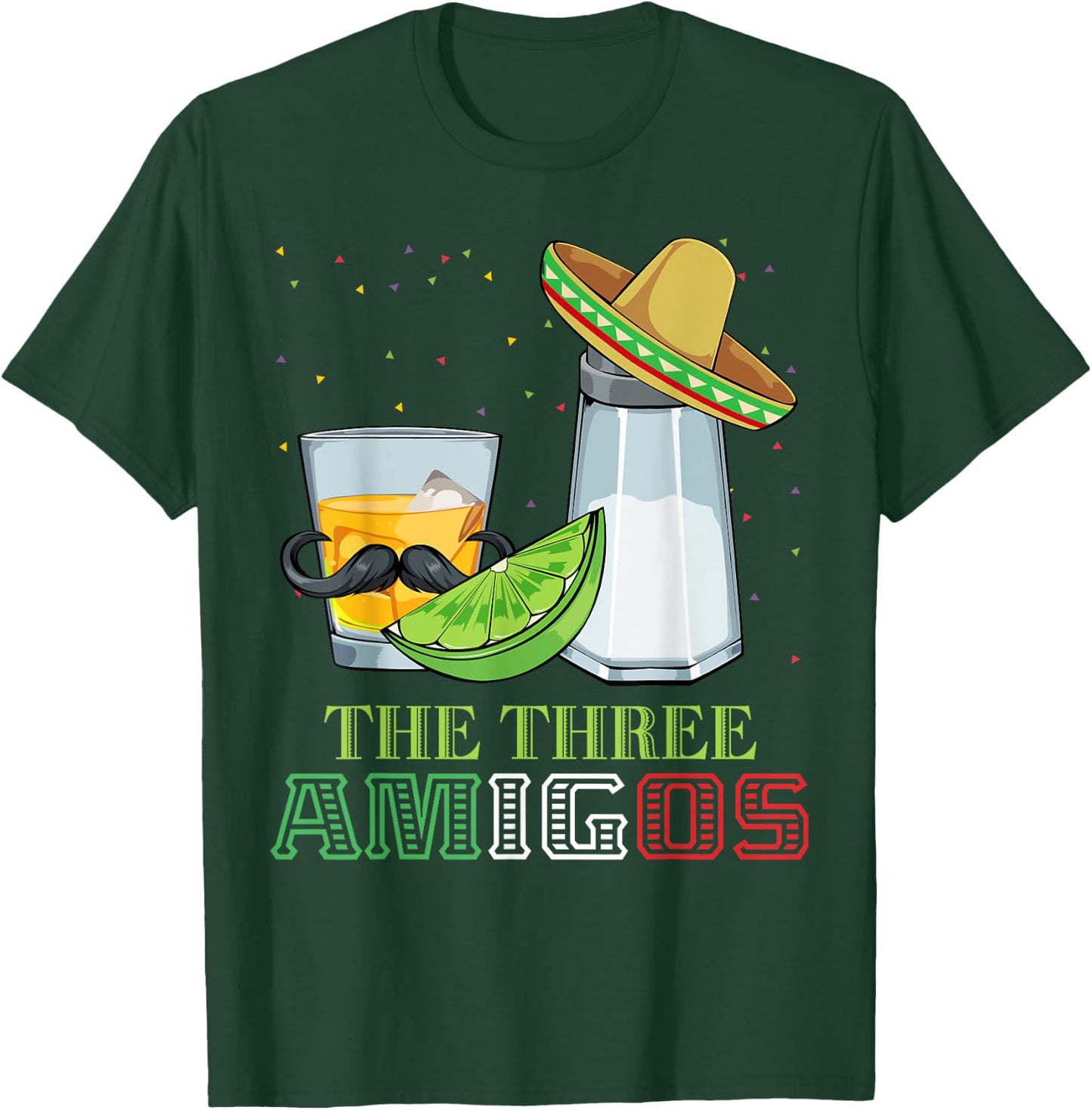 Three Amigos Cinco De Mayo Mexican Mexico Tequila Lime Salt T-Shirt - T-Shirt | Forest