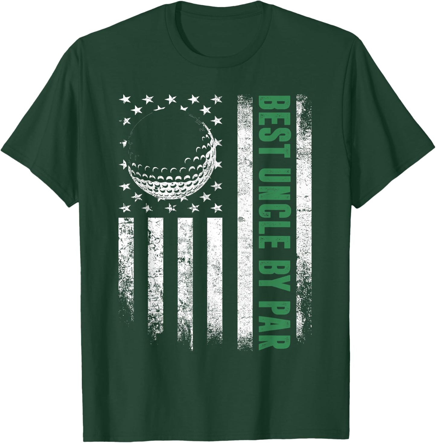 Golf Lover Retro USA American Flag Best Uncle By Par T-Shirt - T-Shirt | Forest