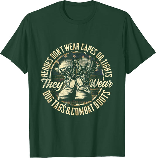 Military War Veterans Army Superhero T-Shirt - T-Shirt | Forest