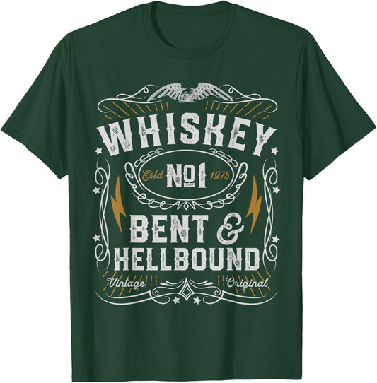 Whiskey Bent And Hellbound Country Music Biker Bourbon Gift T-Shirt - T-Shirt | Forest