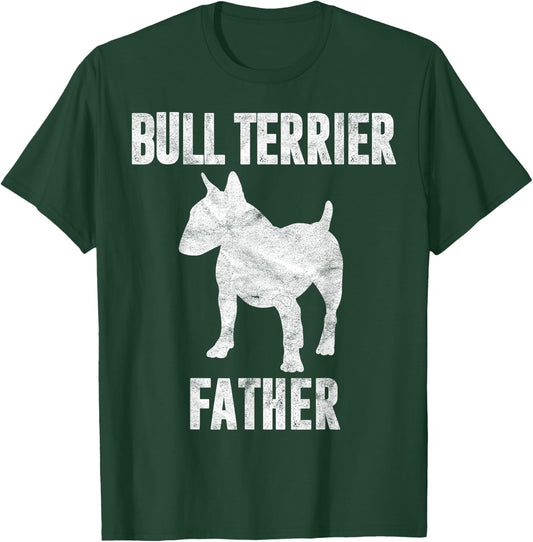 Vintage Bull Terrier Dad Gift Bully Father Dog Papa Lover T-Shirt - T-Shirt | Forest