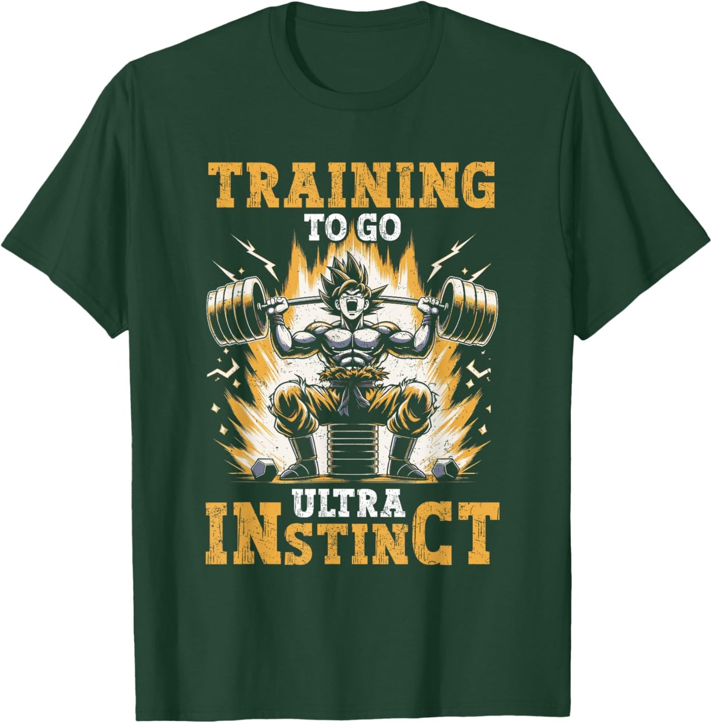 Training To Go Ultra Instinct Gym Weightlifting Distressed T-Shirt - T-Shirt | Forest