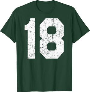 #18 Jersey Uniform Varsity Sports Number, 18th Birthday T-Shirt - T-Shirt | Forest
