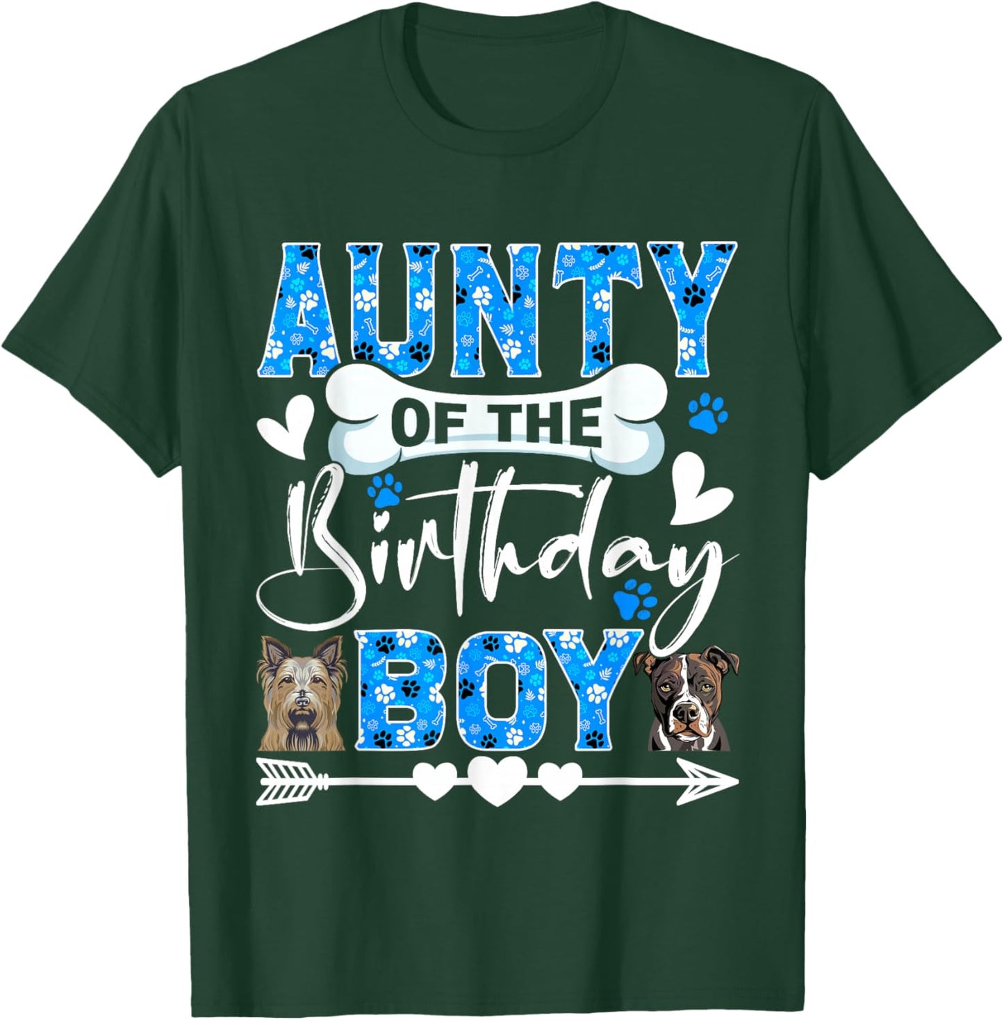 Aunty Of The Birthday Boy Dog Paw Bday Party Matching T-Shirt - T-Shirt | Forest