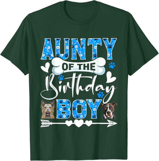 Aunty Of The Birthday Boy Dog Paw Bday Party Matching T-Shirt - T-Shirt | Forest
