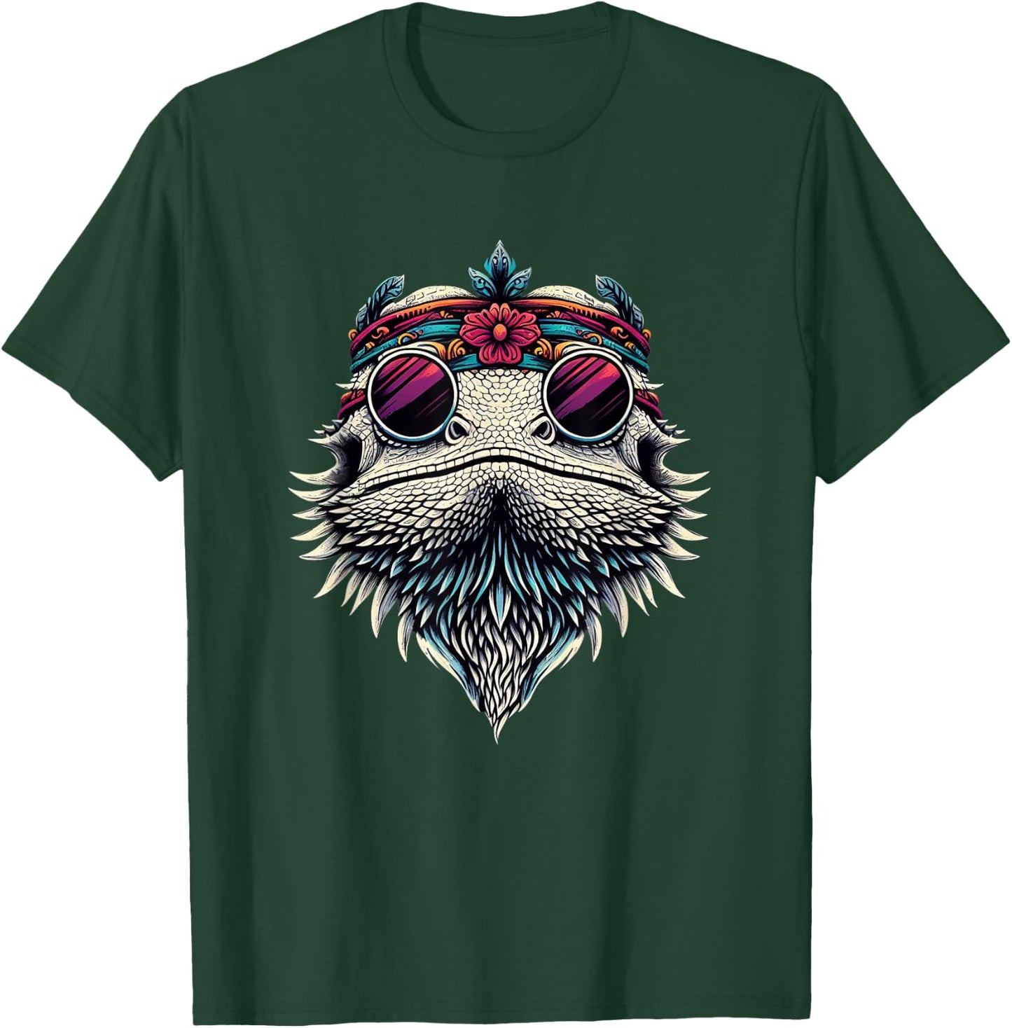 Bearded Dragons Reptile Lizard Pet Hippie Style T-Shirt - T-Shirt | Forest