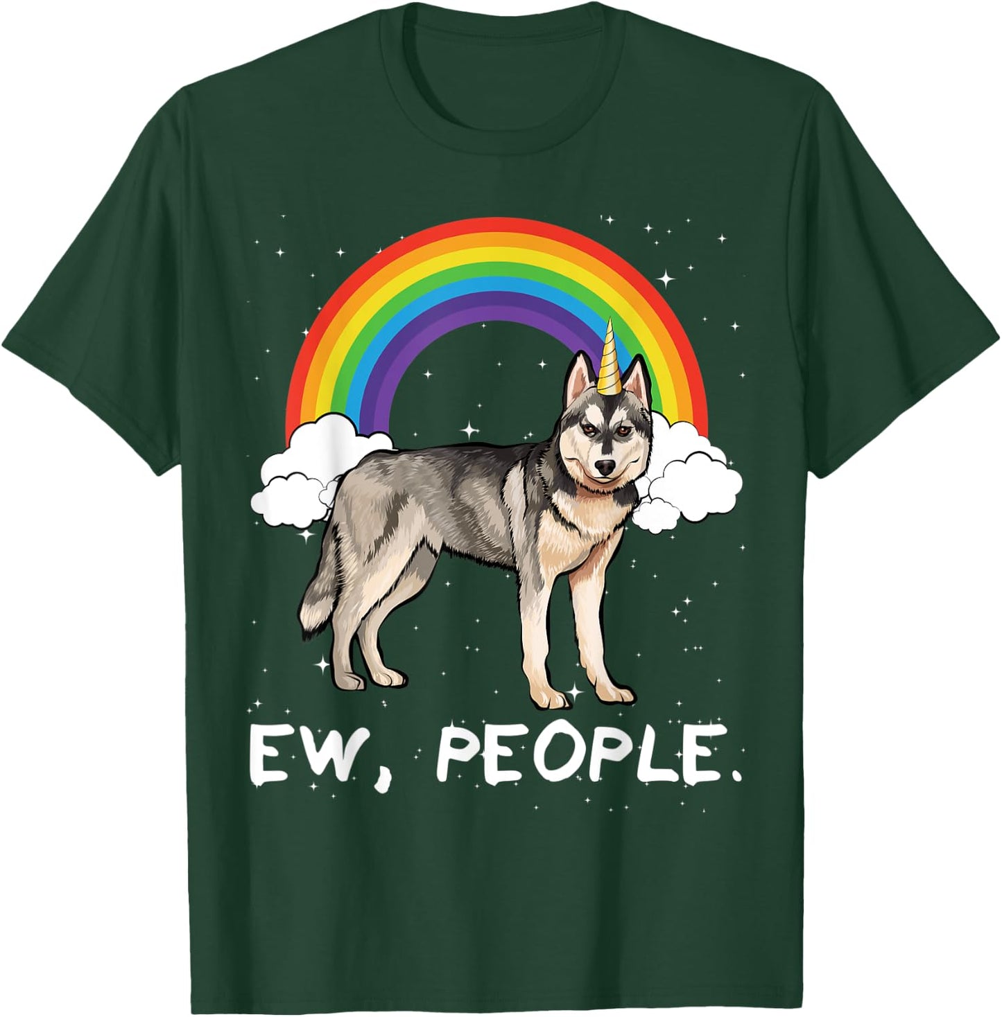 Rainbow Siberian Husky Ew People Unicorn Dog Men Women Kids T-Shirt - T-Shirt | Forest