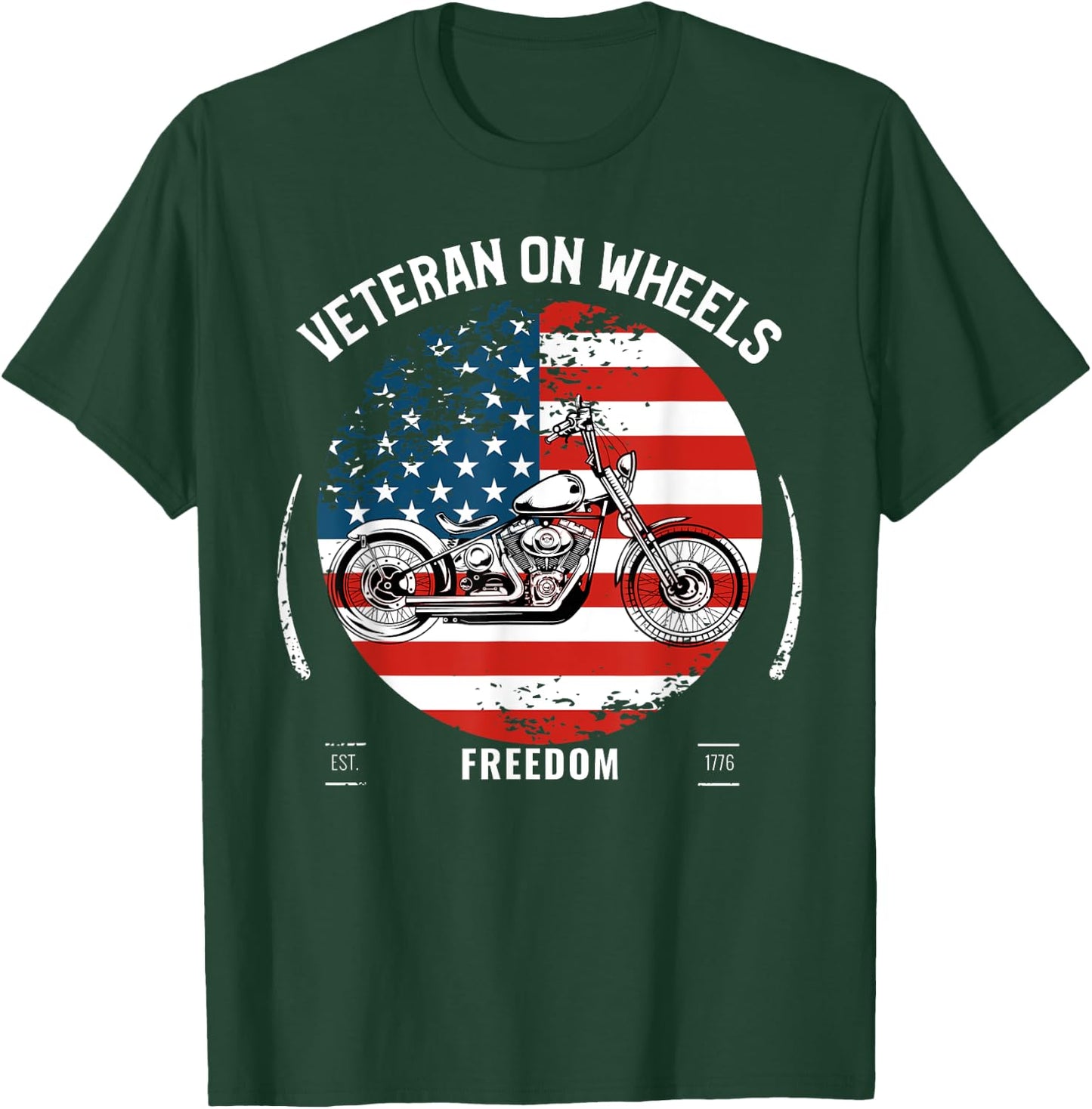 Military Veteran Biker Military Motorcycle Rider Gift T-Shirt - T-Shirt | Forest