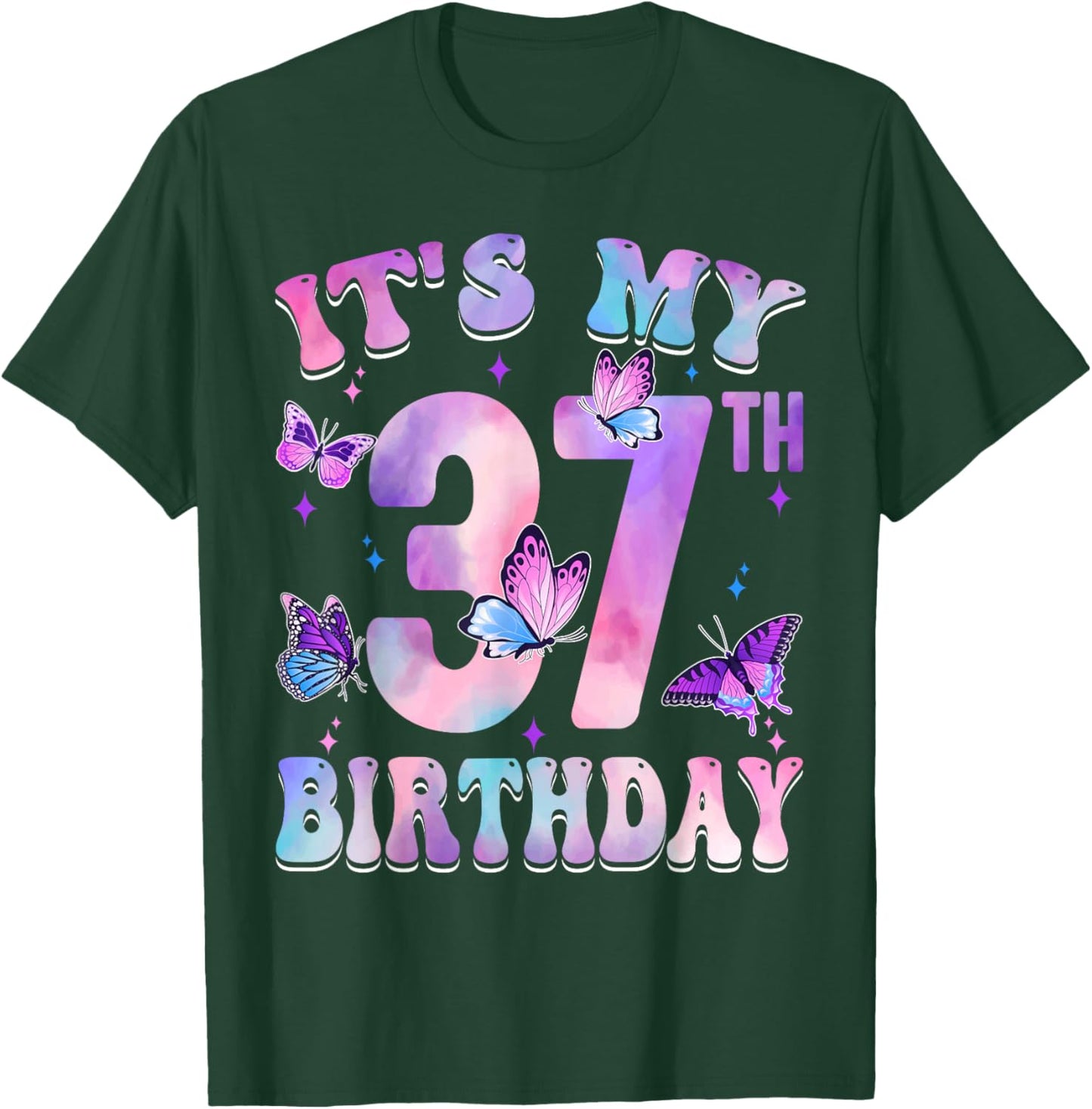 It's My 37th Birthday Butterfly Theme 37 Year Old Party Girl T-Shirt - T-Shirt | Forest