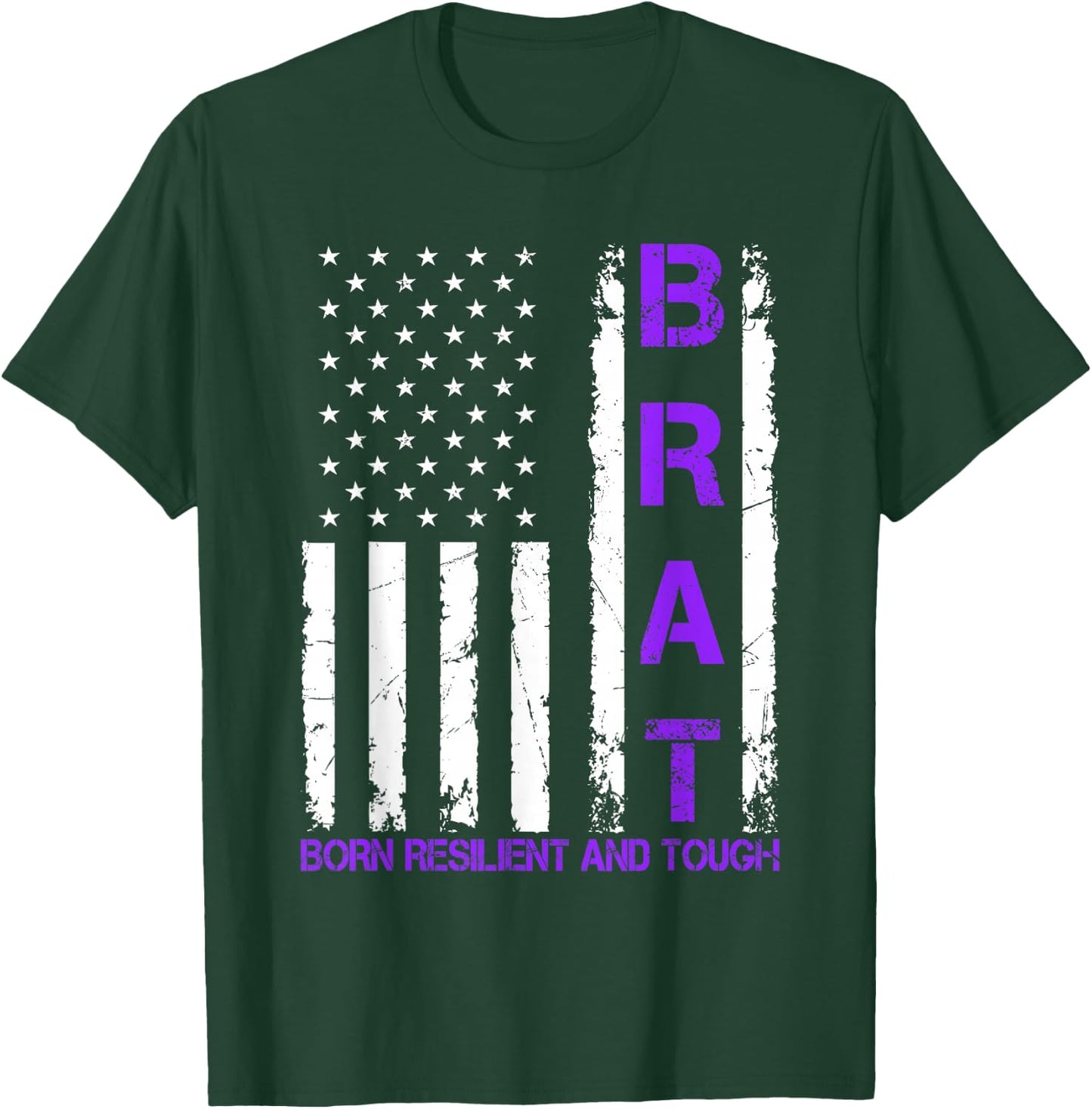 Military Child US Flag Born Resilient And Tough BRAT T-Shirt - T-Shirt | Forest