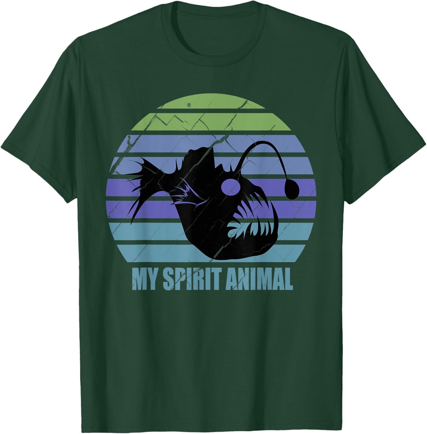 Funny Angler Fish My Spirit Animal Sarcastic Retro Vintage T-Shirt - T-Shirt | Forest