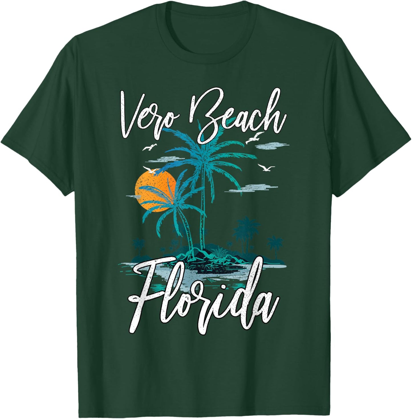 Family Vacation Retro Sunset Florida Vero Beach Women Kids T-Shirt - T-Shirt | Forest