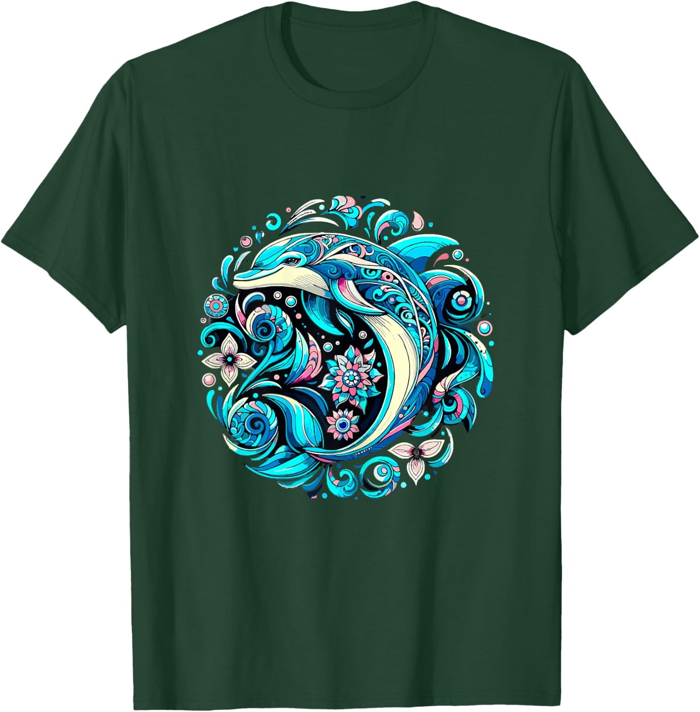Dolphin Floral T-Shirt - T-Shirt | Forest