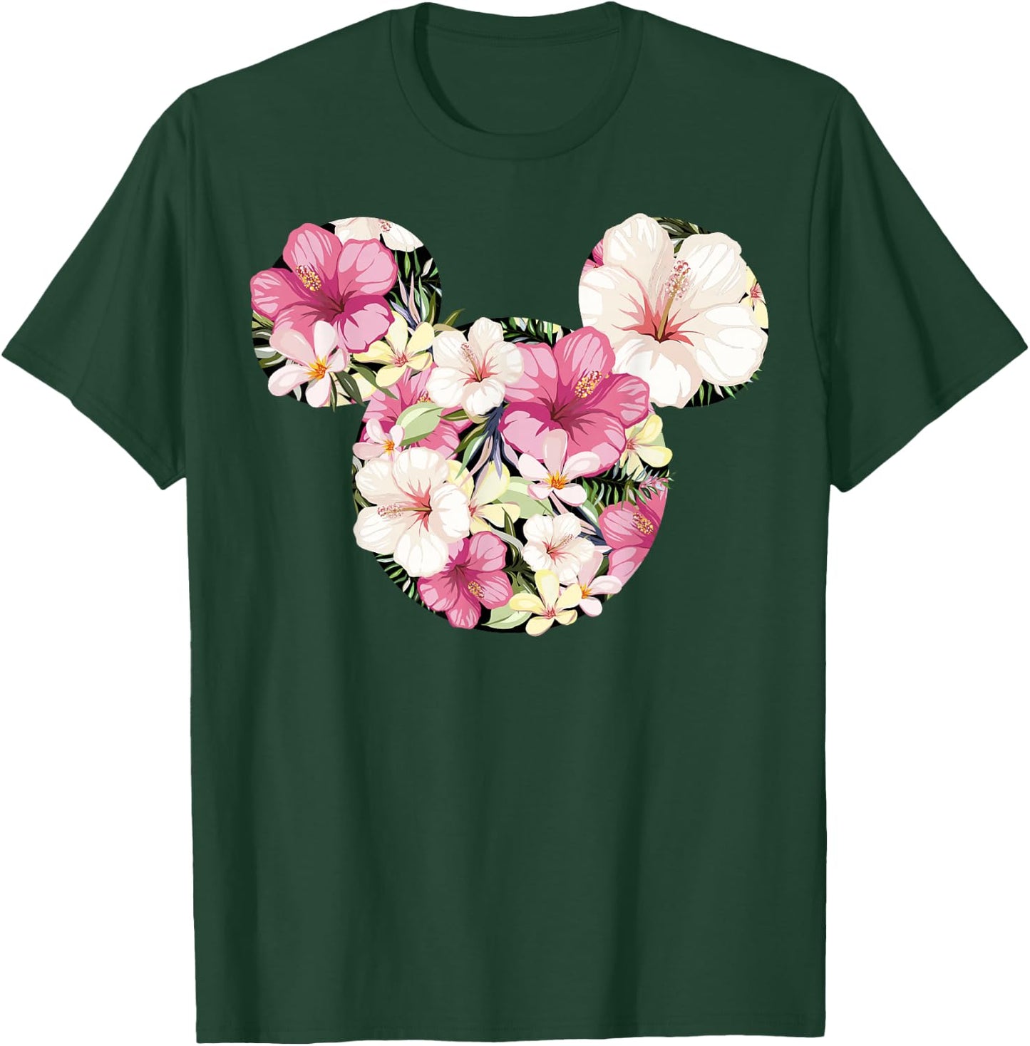 Disney Mickey and Friends Tropical Floral Print Silhouette T-Shirt - T-Shirt | Forest