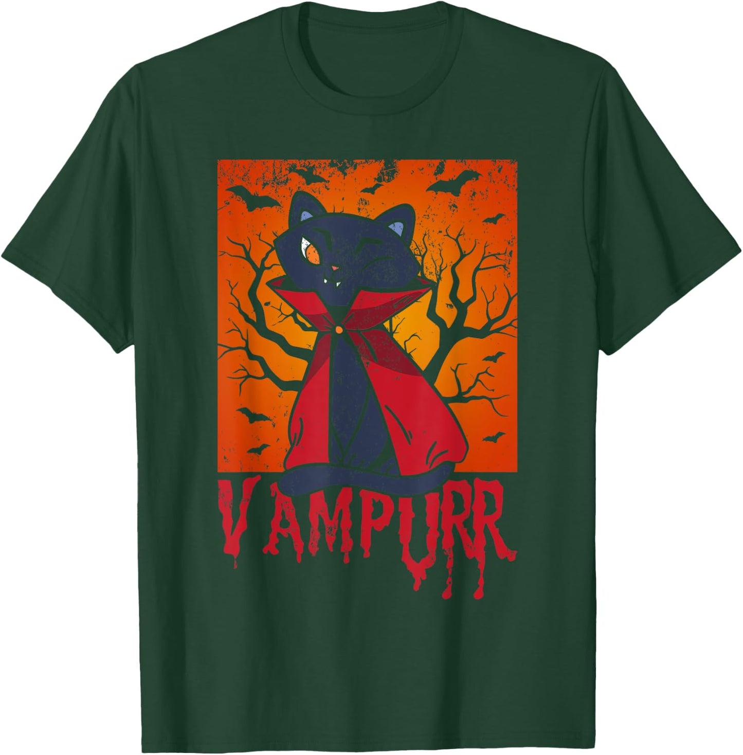 Vampurr Vampire Costume Cat Lover Kitten Halloween T-Shirt - T-Shirt | Forest