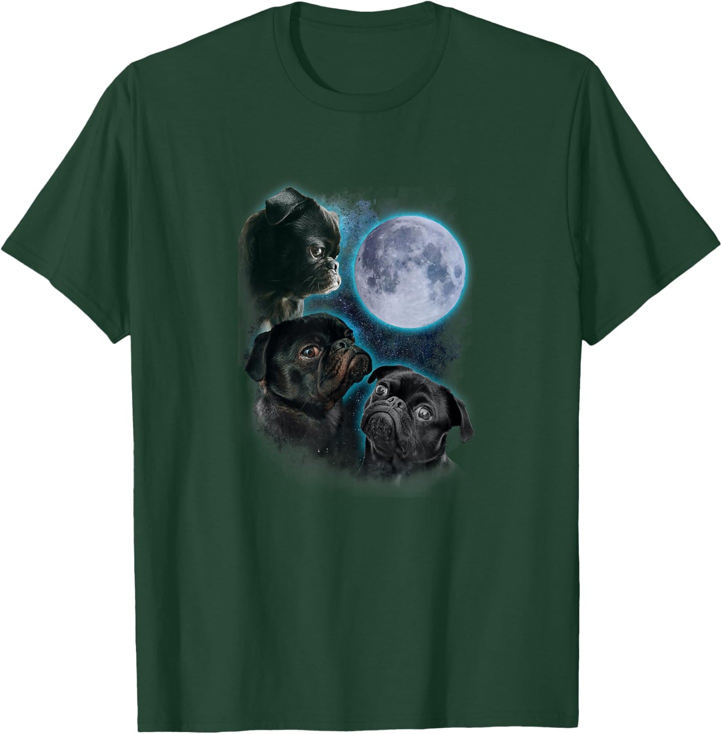 Three pug moon T-Shirt - T-Shirt | Forest