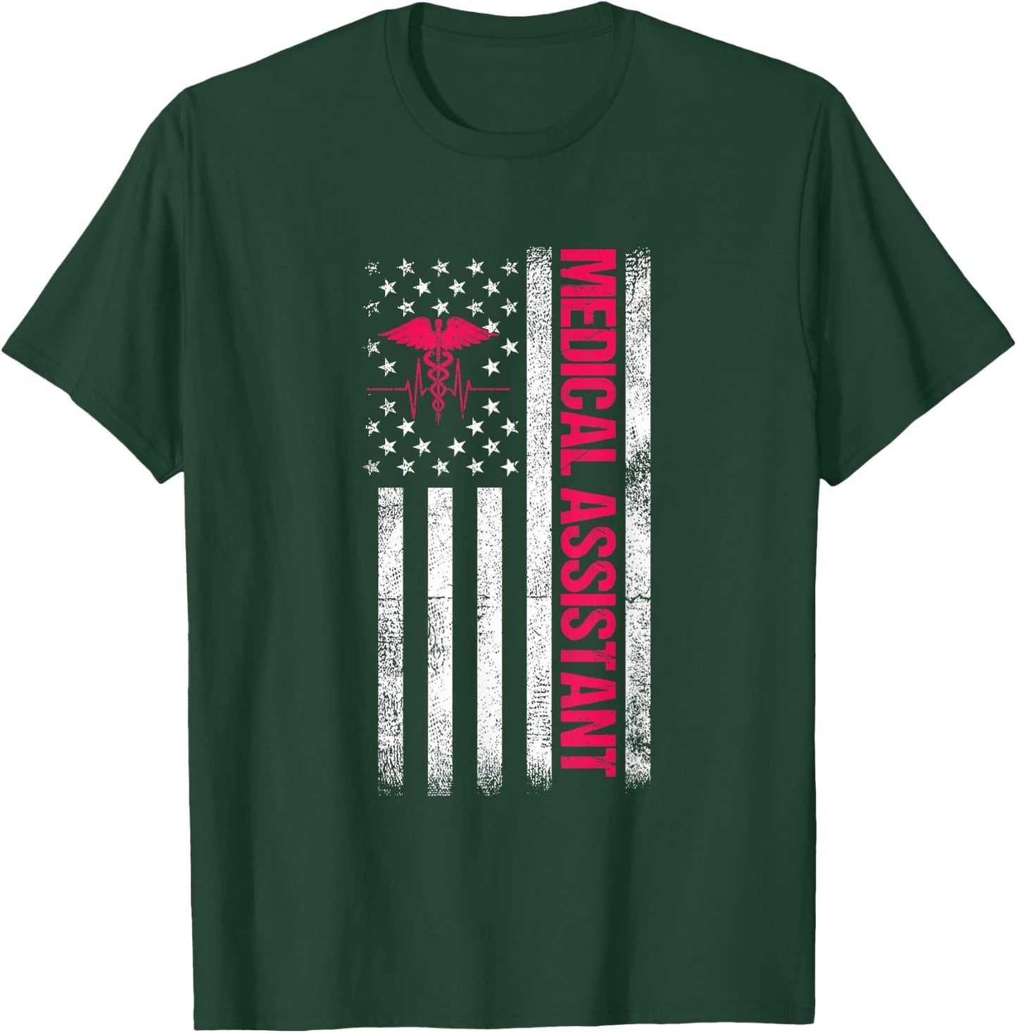 Medical Assistant American Flag T-Shirt - T-Shirt | Forest