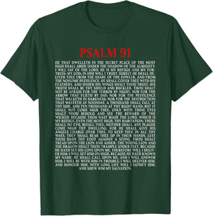 Psalms 91 Full KJV Bible Verse Protection & Safety Blessing T-Shirt - T-Shirt | Forest