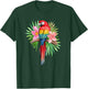 Parrot In Tropical Flowers Summer Beach Tiki Party Luau T-Shirt - T-Shirt | Forest