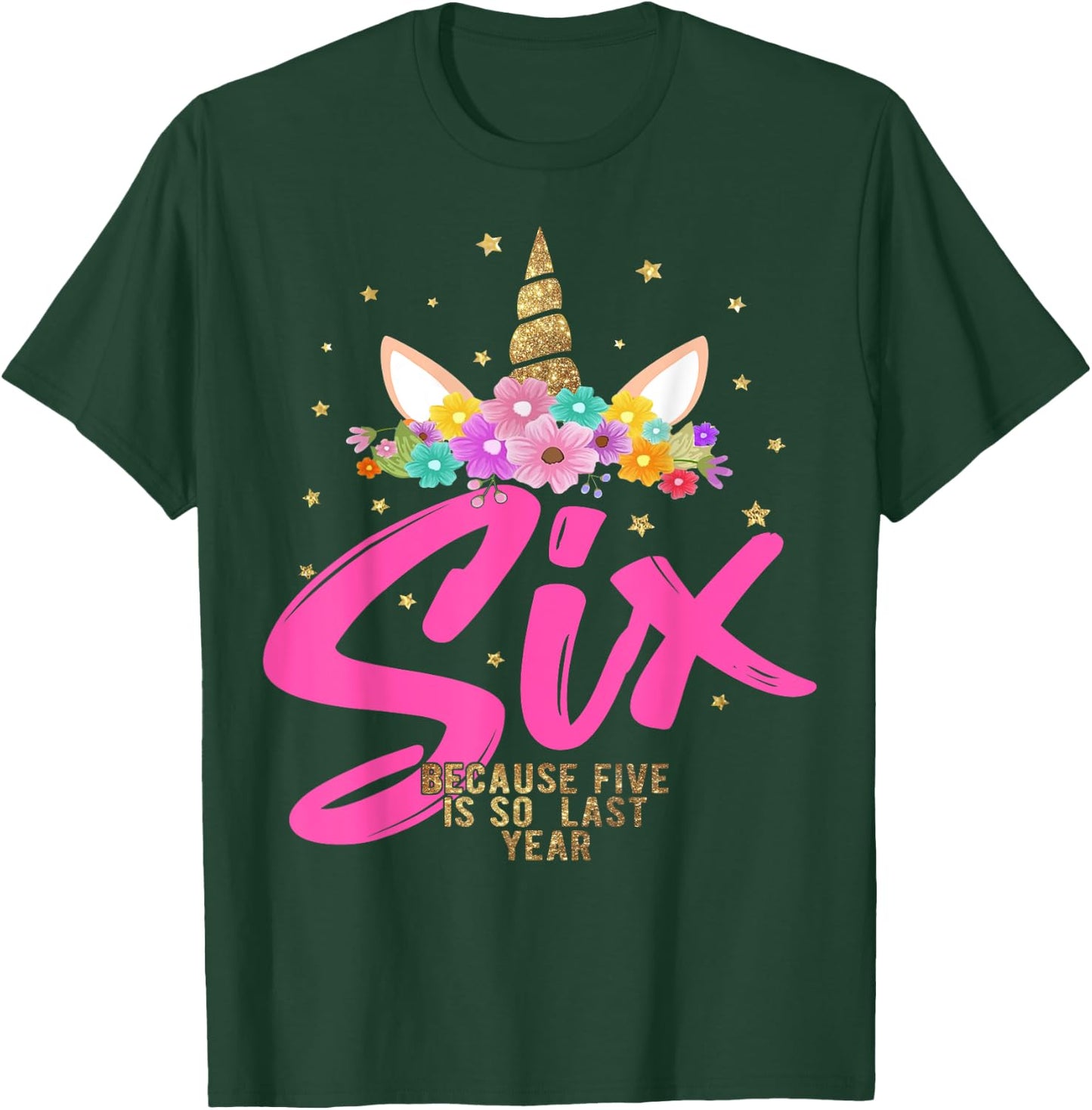 Unicorn Birthday Girl 6 Years Old Gift 6th B-day T-Shirt - T-Shirt | Forest