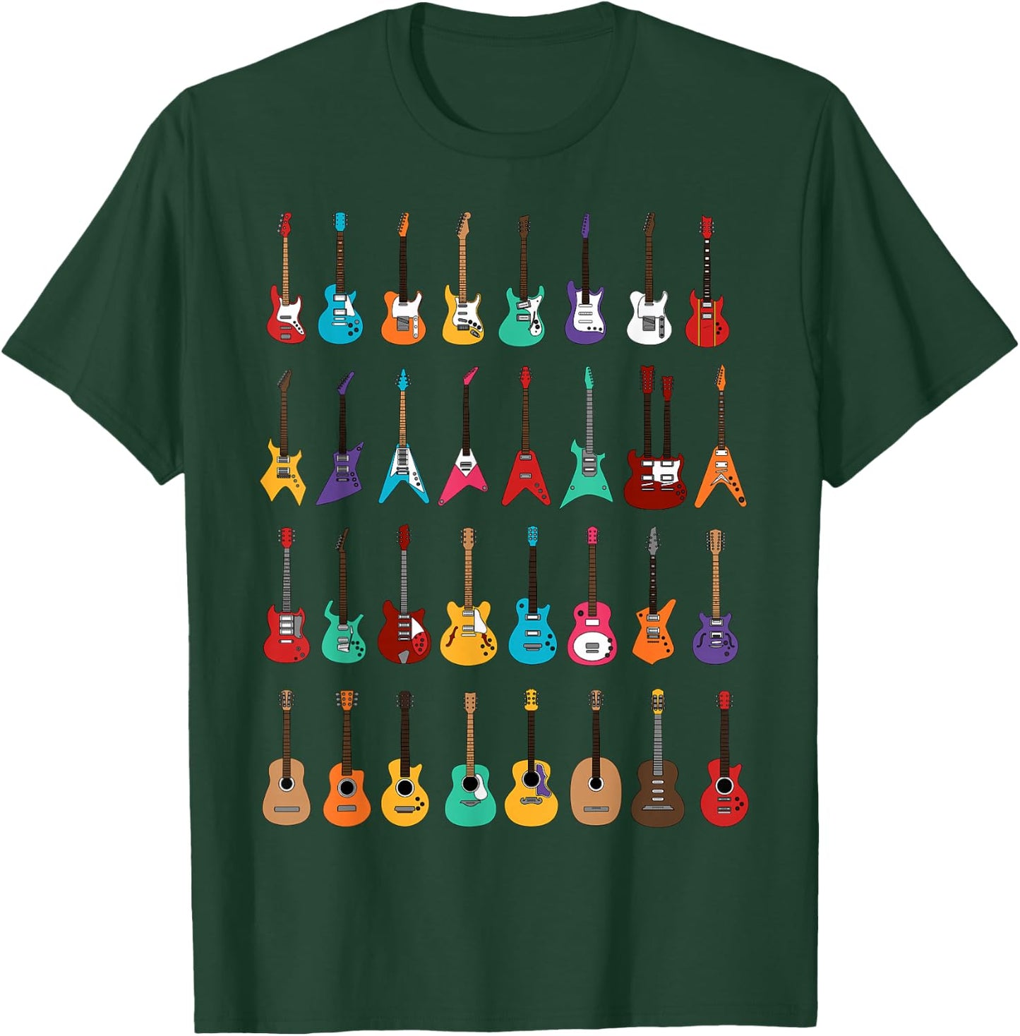 Funny Rock & Roll Guitars Cute Musical Instrument Gift Kids T-Shirt - T-Shirt | Forest