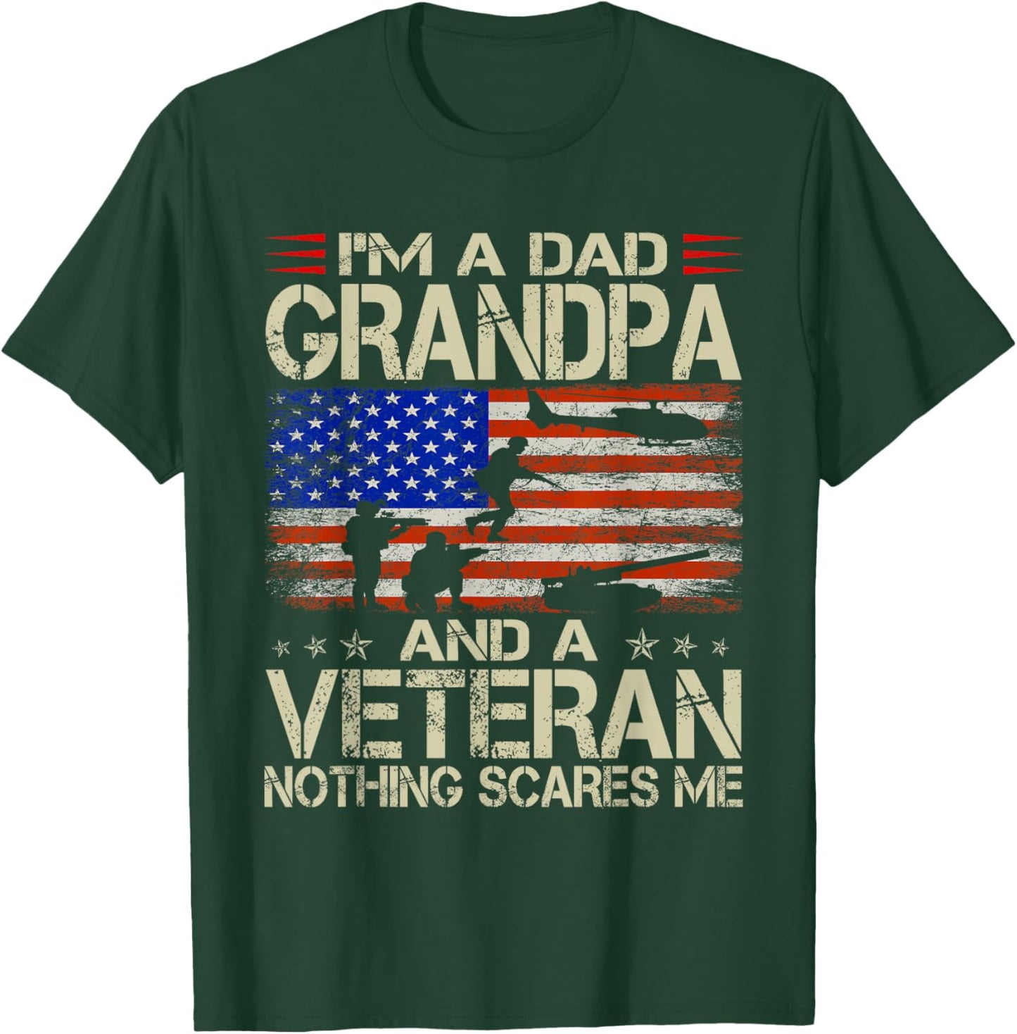 I'm A Dad Grandpa And Veteran Funny Retro Papa Grandpa Gifts T-Shirt - T-Shirt | Forest
