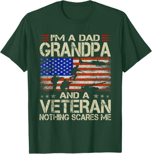 I'm A Dad Grandpa And Veteran Funny Retro Papa Grandpa Gifts T-Shirt - T-Shirt | Forest