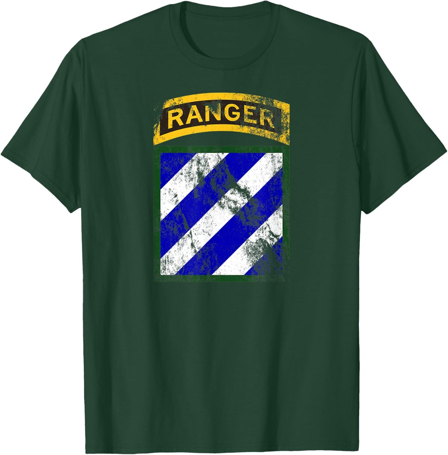 3rd Infantry Division (ID) Patch with Ranger Tab Distressed T-Shirt - T-Shirt | Forest