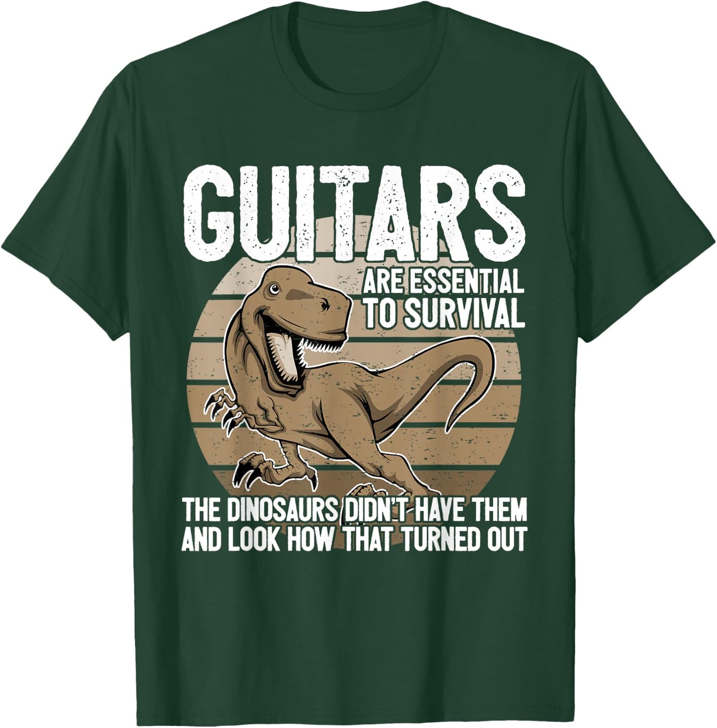 Funny Guitar Player Graphic Dinosaur Survive Guitarist Joke T-Shirt - T-Shirt | Forest