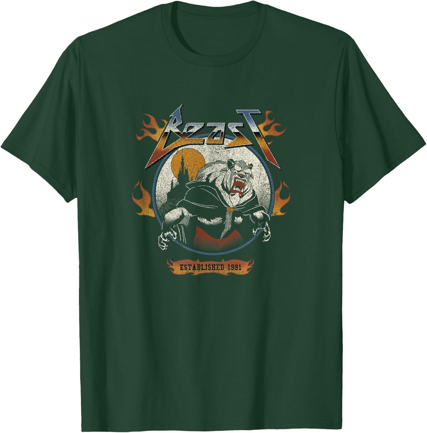 Disney Beauty And The Beast Beast Metal Circle Roar T-Shirt - T-Shirt | Forest