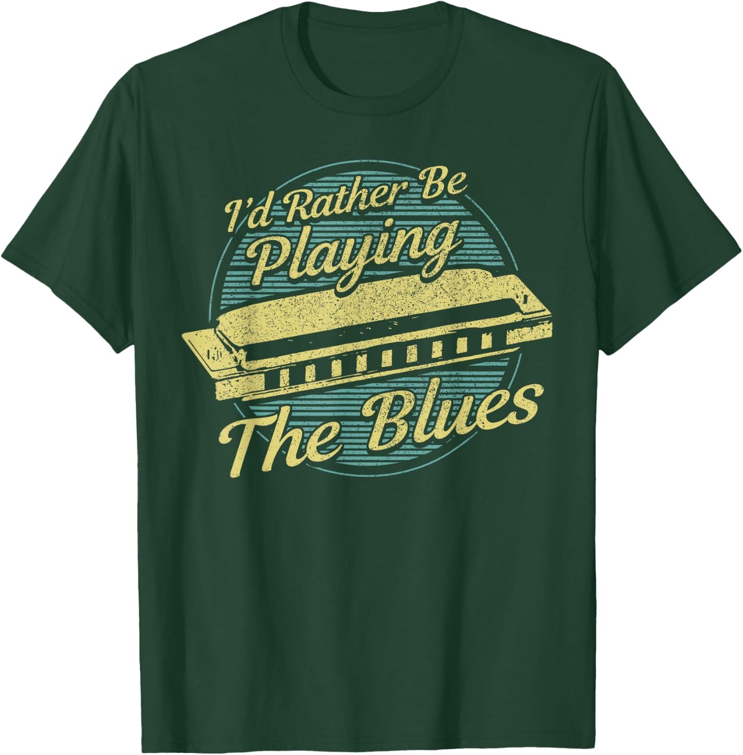 Blue Vintage Style Harmonica T-Shirt - T-Shirt | Forest