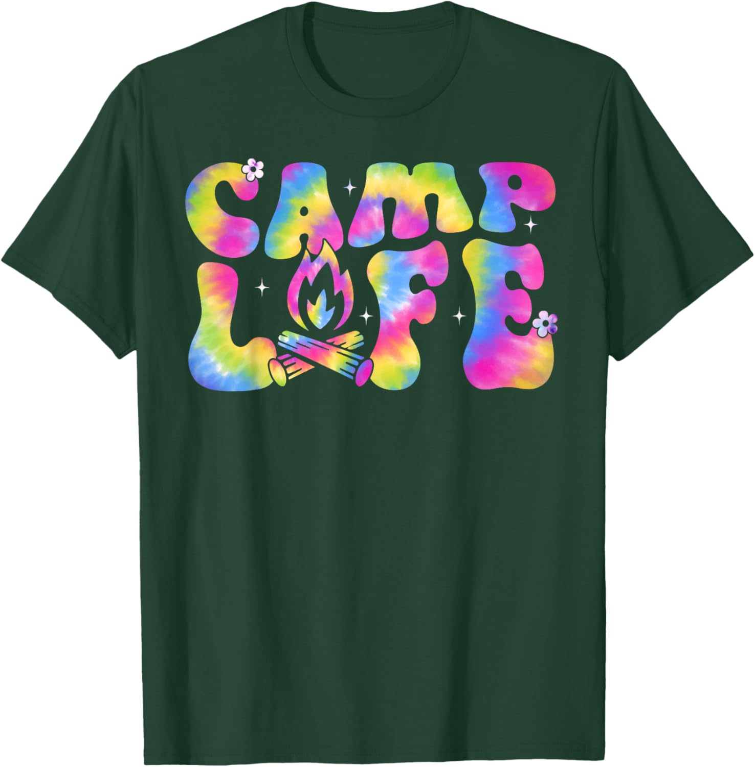 Summer Camp Life Camping Summer Tie Dye Groovy Men Women T-Shirt - T-Shirt | Forest
