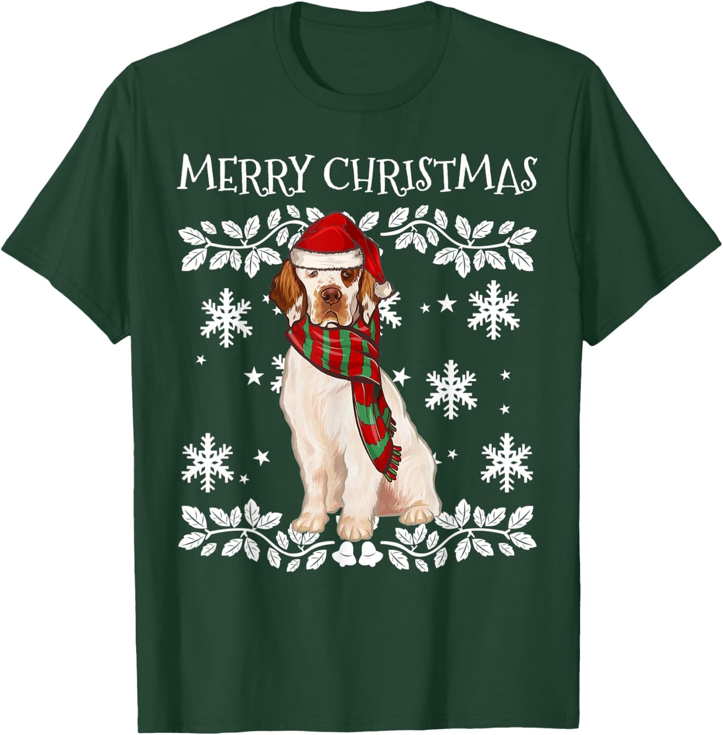Merry Christmas Ornament Clumber Spaniel Xmas Santa T-Shirt - T-Shirt | Forest
