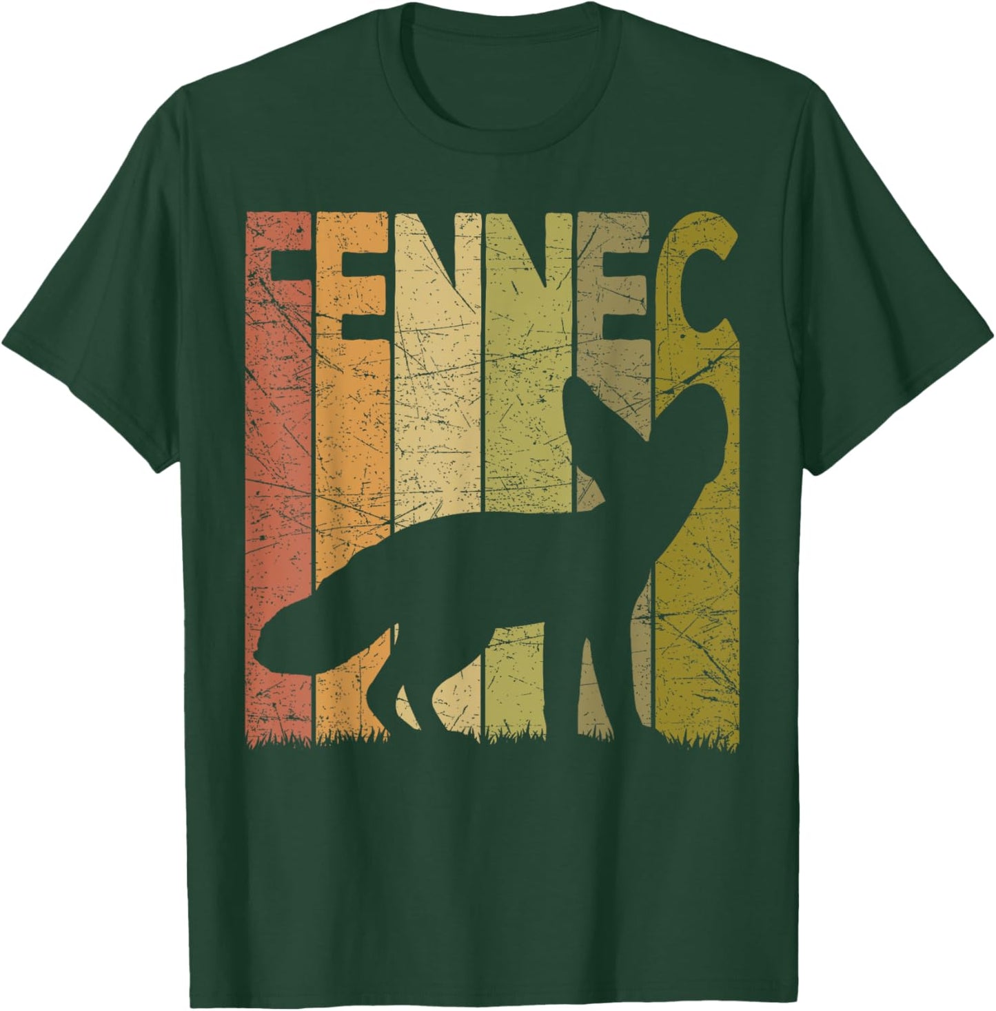 Fennec Vintage Fennec Fox Retro Designs -Adults Black Small Retro Graphic Short Sleeve T-Shirt - T-Shirt | Forest