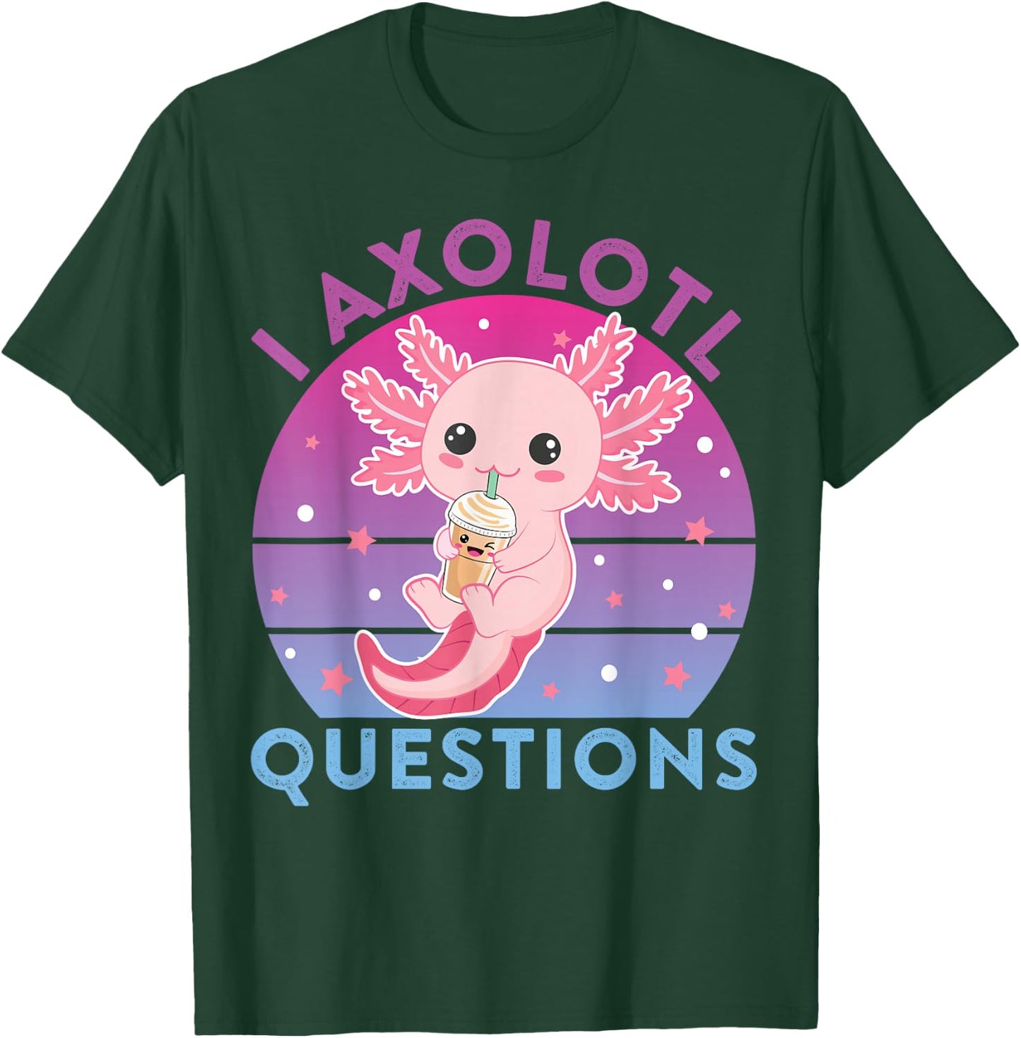 I Ask Axolotl Questions Kids Cute Axolotl Retro Vintage T-Shirt - T-Shirt | Forest
