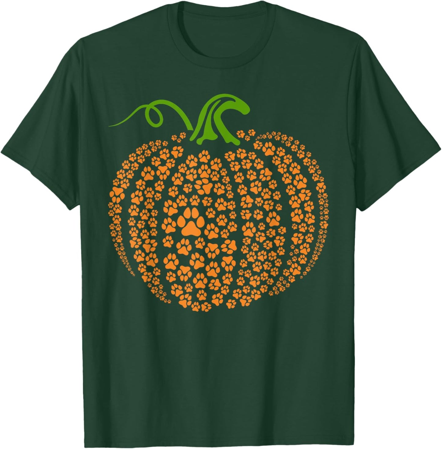 Dog Paw Print Pumpkin Autumn Fall Animal Lover Halloween Women Kids T-Shirt - T-Shirt | Forest