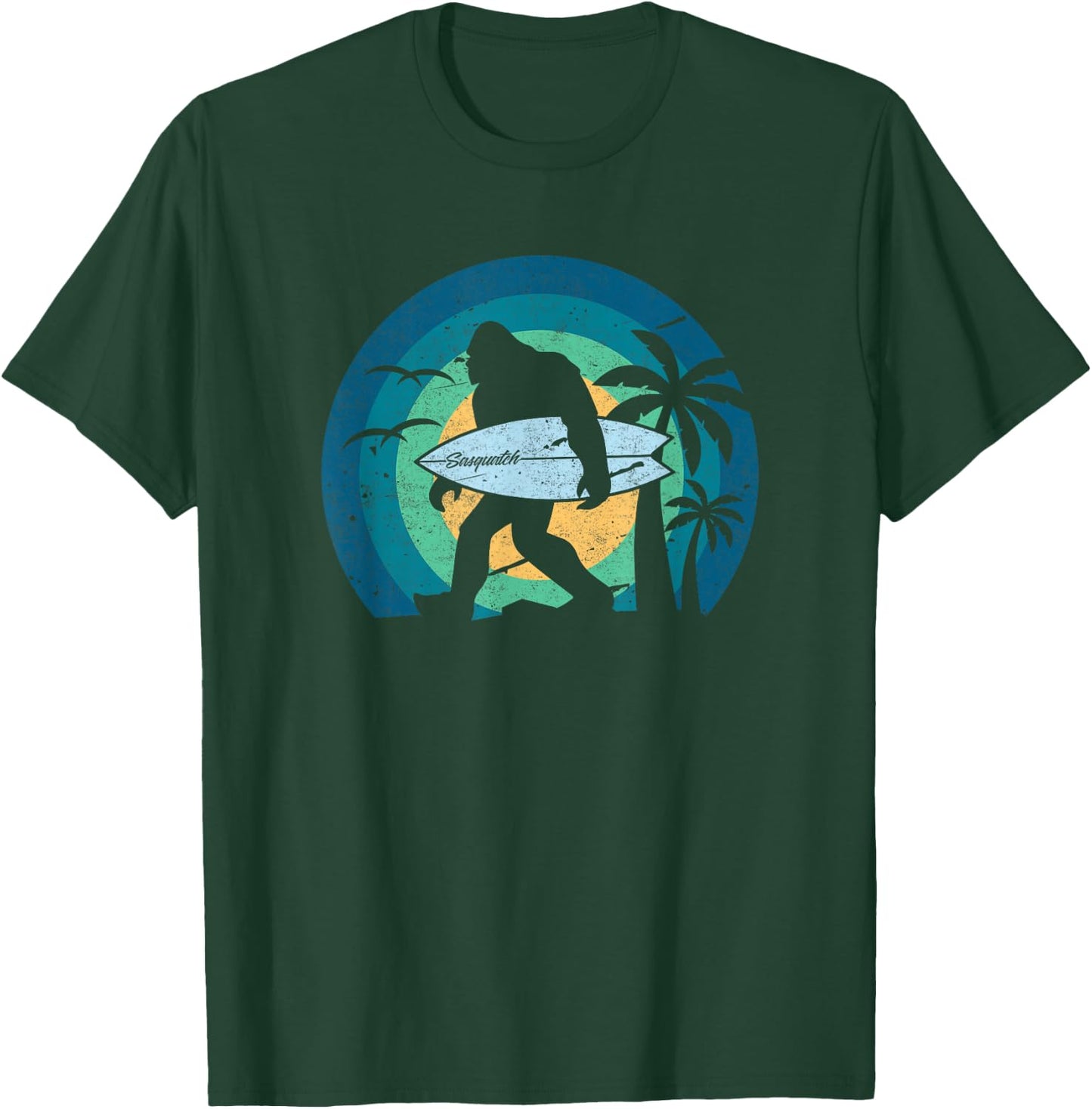 Bigfoot Surfing Shirt Funny Sasquatch Yeti Surf Men Kids T-Shirt - T-Shirt | Forest
