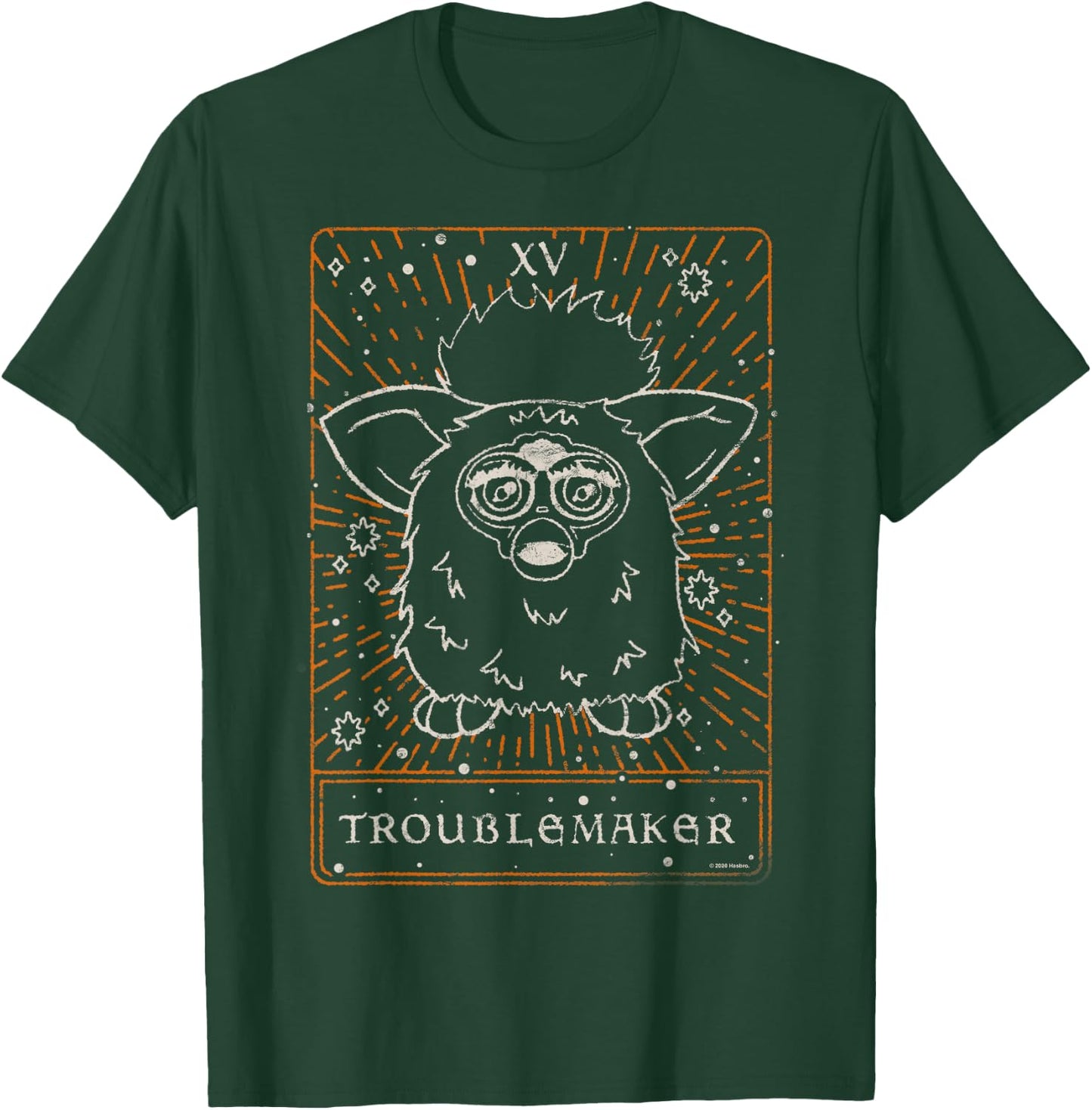 Furby Halloween Celestial Tarot Card Trouble Maker Outline T-Shirt - T-Shirt | Forest