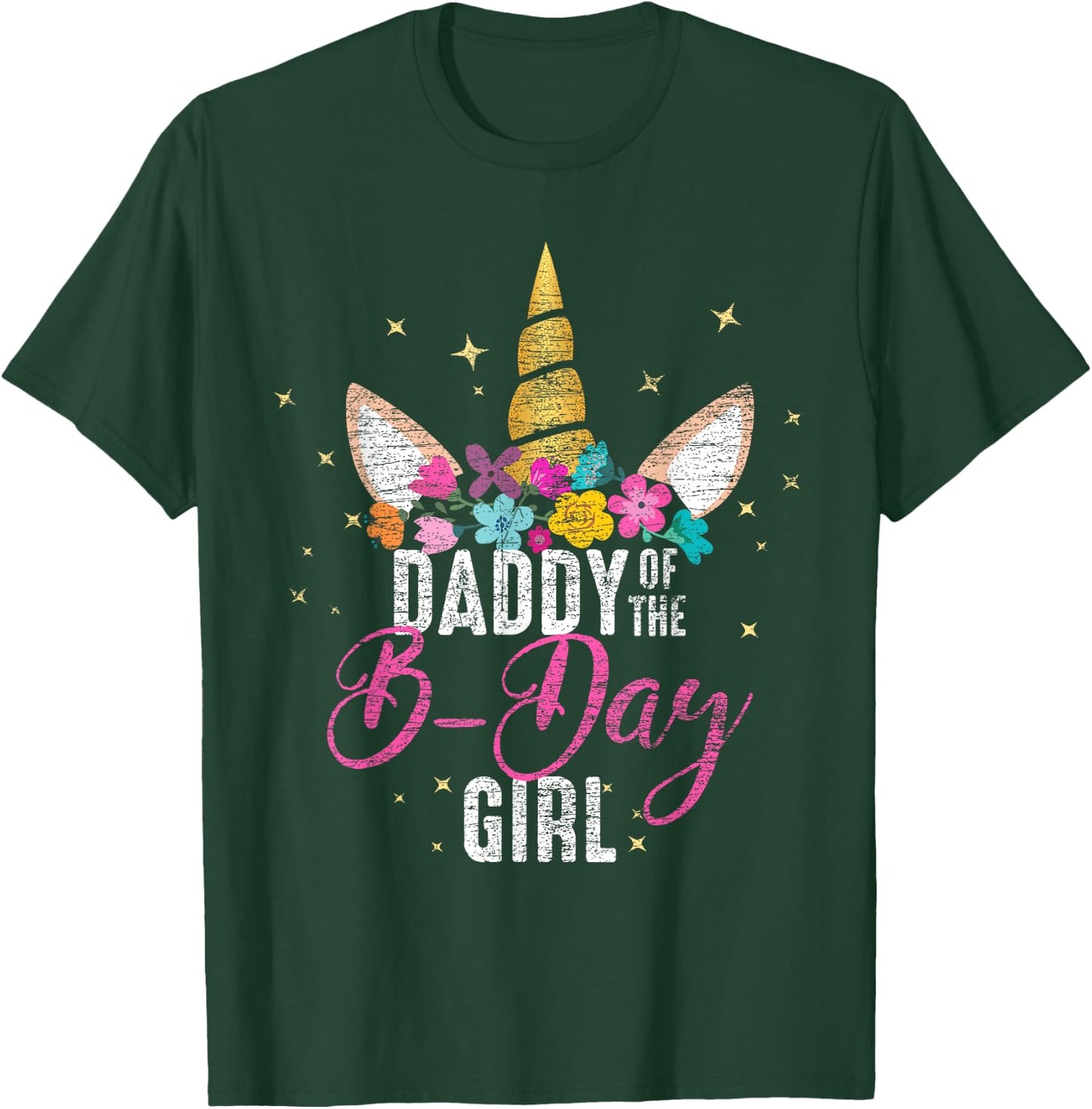Daddy Of The B Day Girl Father Gifts Unicorn Birthday T-Shirt - T-Shirt | Forest