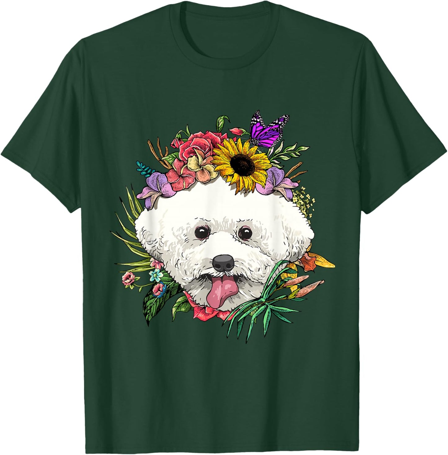 Floral Bichon Frise Dog Spring Nature Dog Lovers T-Shirt - T-Shirt | Forest