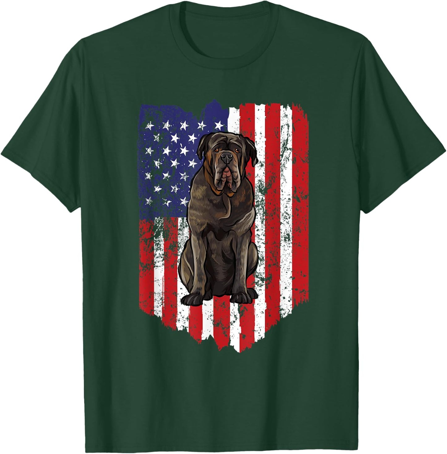 American Flag Neapolitan Mastiff 4th Of July USA T-Shirt - T-Shirt | Forest