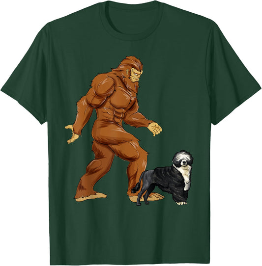 Funny Bigfoot Walking Portuguese Water Dog Sasquatch Dog Women Kids T-Shirt - T-Shirt | Forest