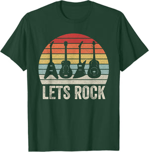 Vintage Retro Lets Rock Rock and Roll Guitar Music T-Shirt - T-Shirt | Forest