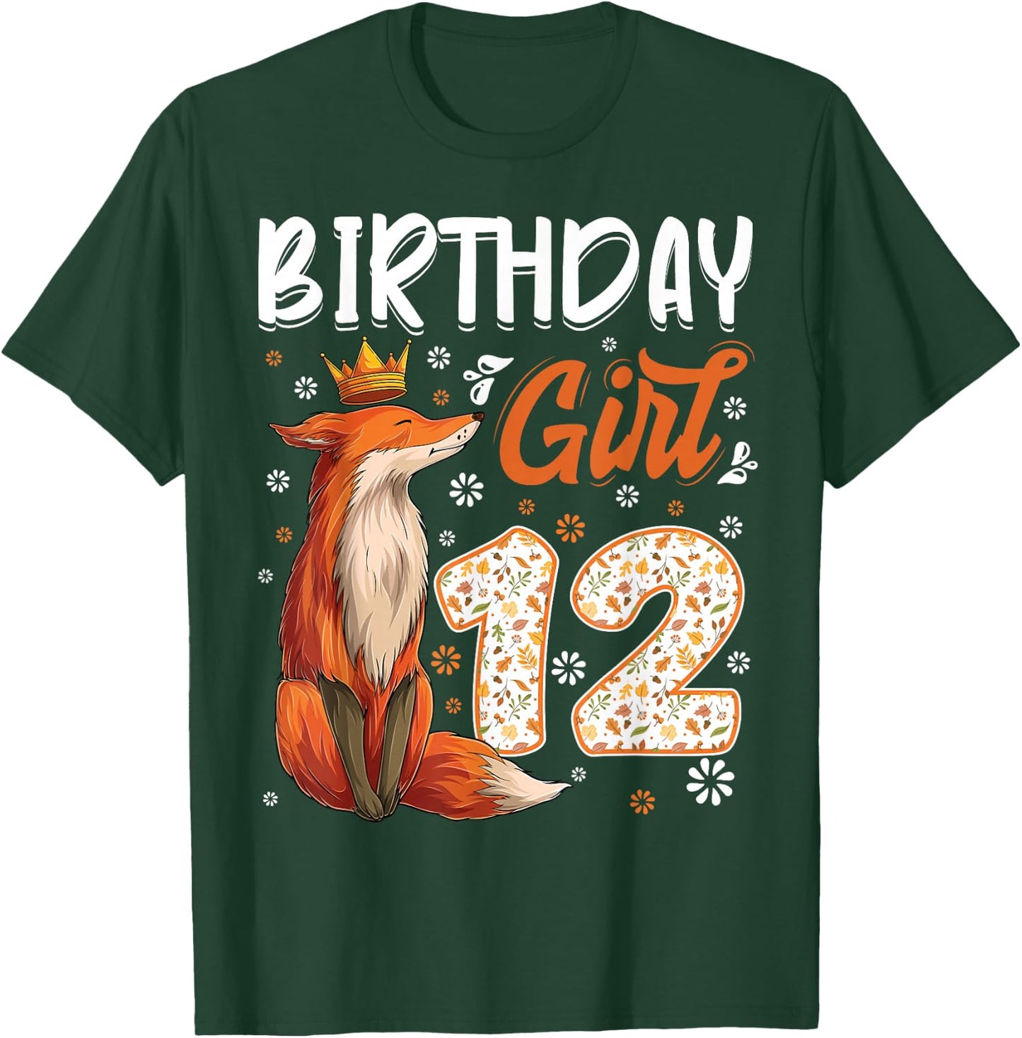 Fox Animal Lovers 12th Birthday Girl Fox B-day 12 year old T-Shirt - T-Shirt | Forest