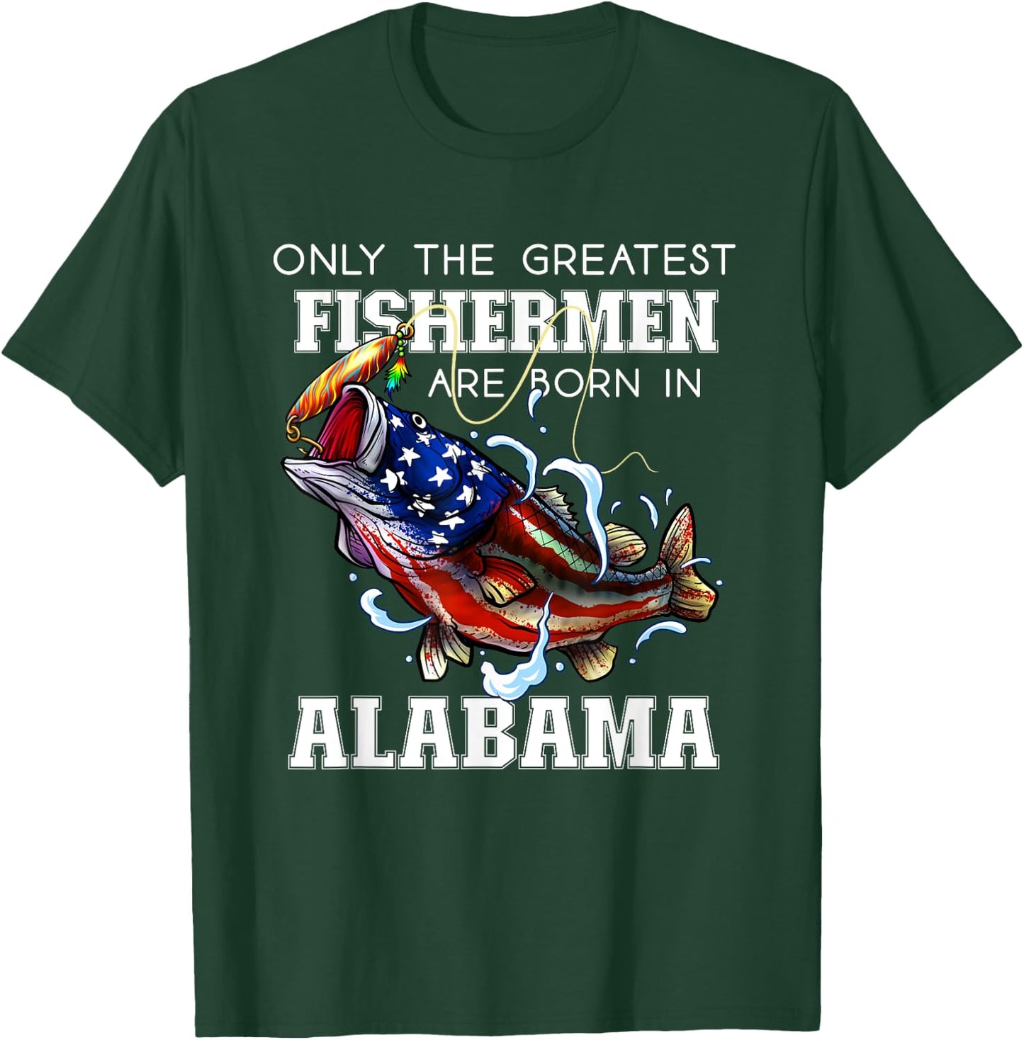 Alabama Fishing Greatest Fisherman American Flag Fish T-Shirt - T-Shirt | Forest